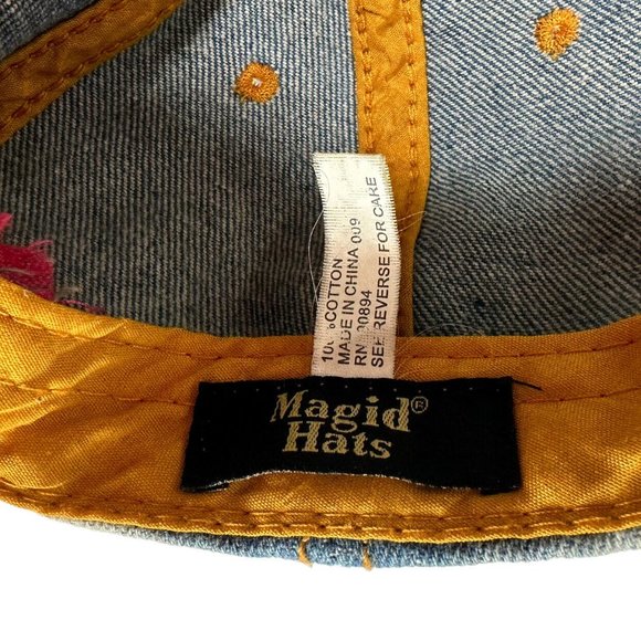 Womens Boss Hat Blue Denim Rhinestones Bling Cap One Size Adjustable Magid Hats - Picture 11 of 11